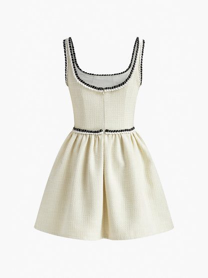 Tweed Pleated Strappy Dress