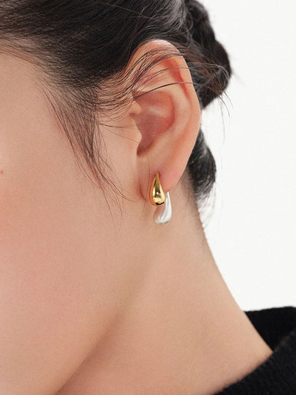 Two-Tone Water Drop Earrings