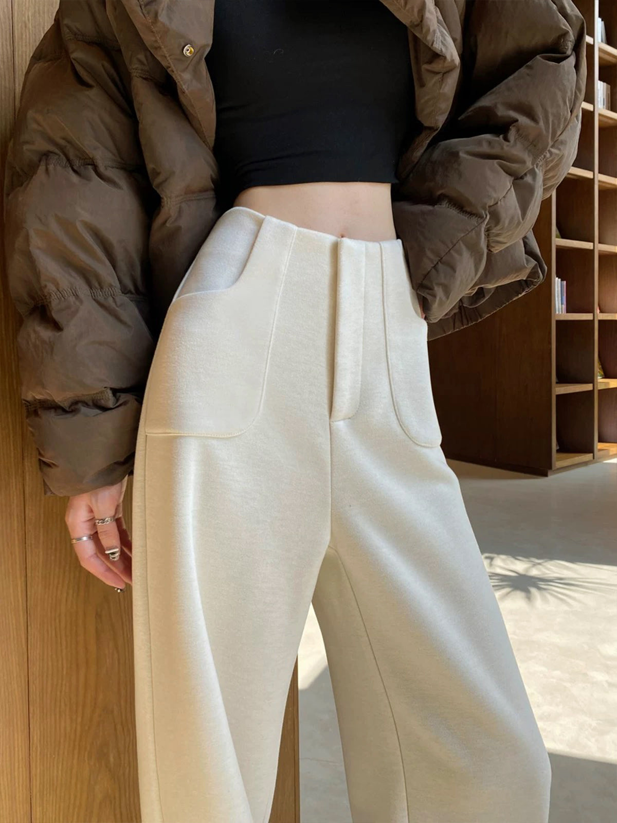 Casual Corduroy Pants Without Belt