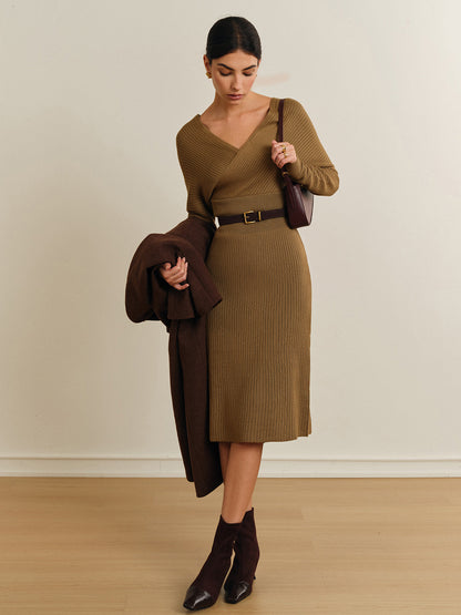 Criss Cross Sweater Dress Without Belt