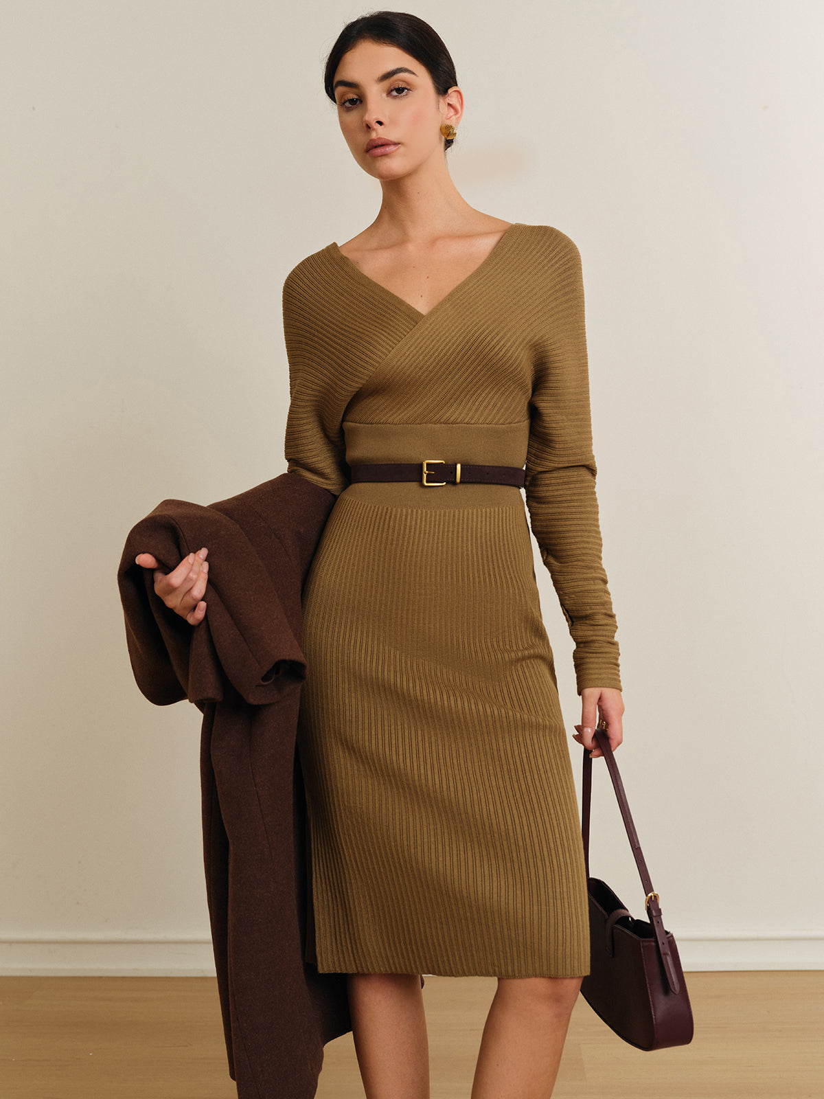 Criss Cross Sweater Dress Without Belt