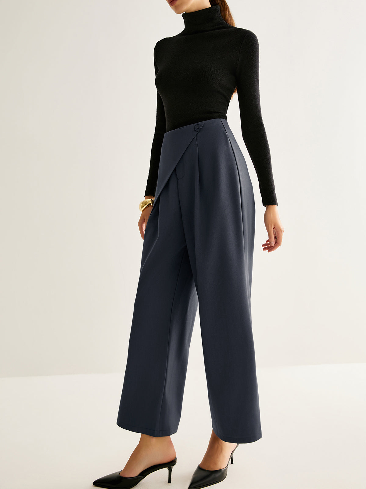 Asymmetrical Wide-Leg Pants