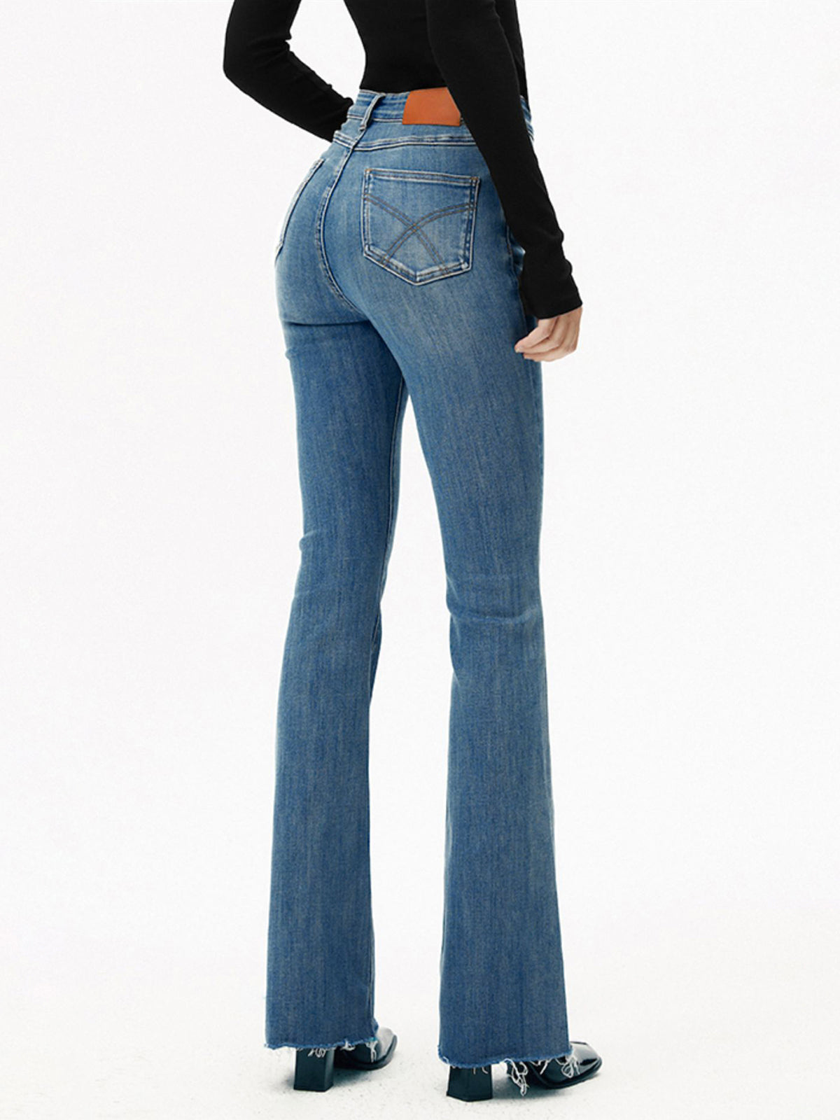 High-Waist Denim Bootcut Jeans