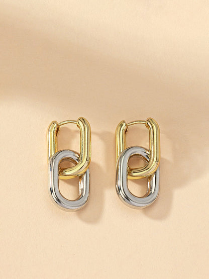 Two-Tone Hoop Drop Earrings