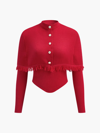 Button Tassel Sweater Co-ords