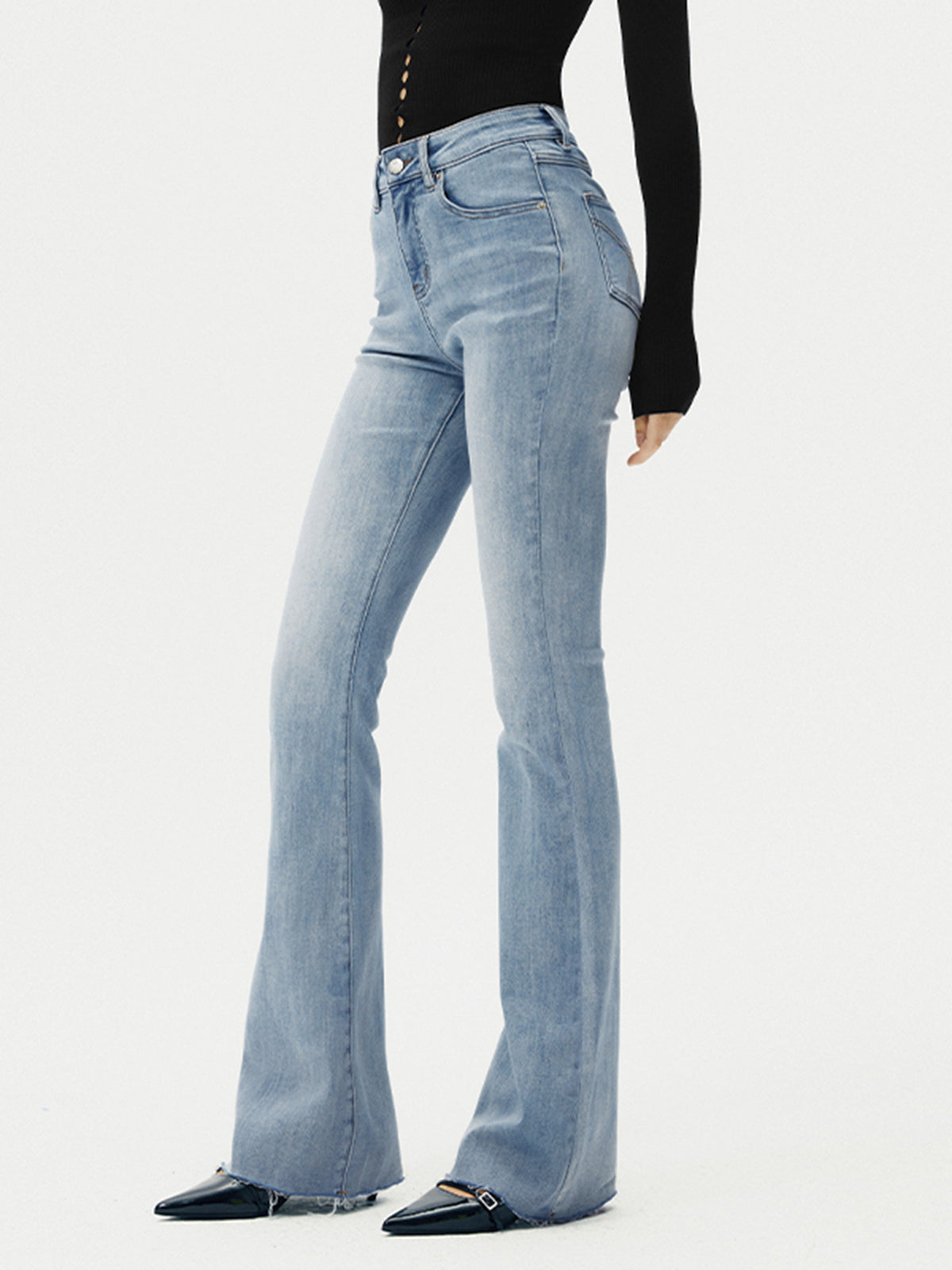 High-Waist Denim Bootcut Jeans