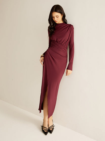 Elegant Pleated Split Dress