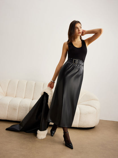 Belted Panel Tank Dress