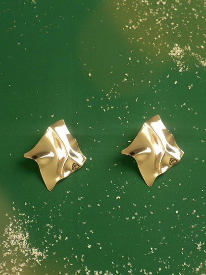 Minimalist Pleated Stud Earrings