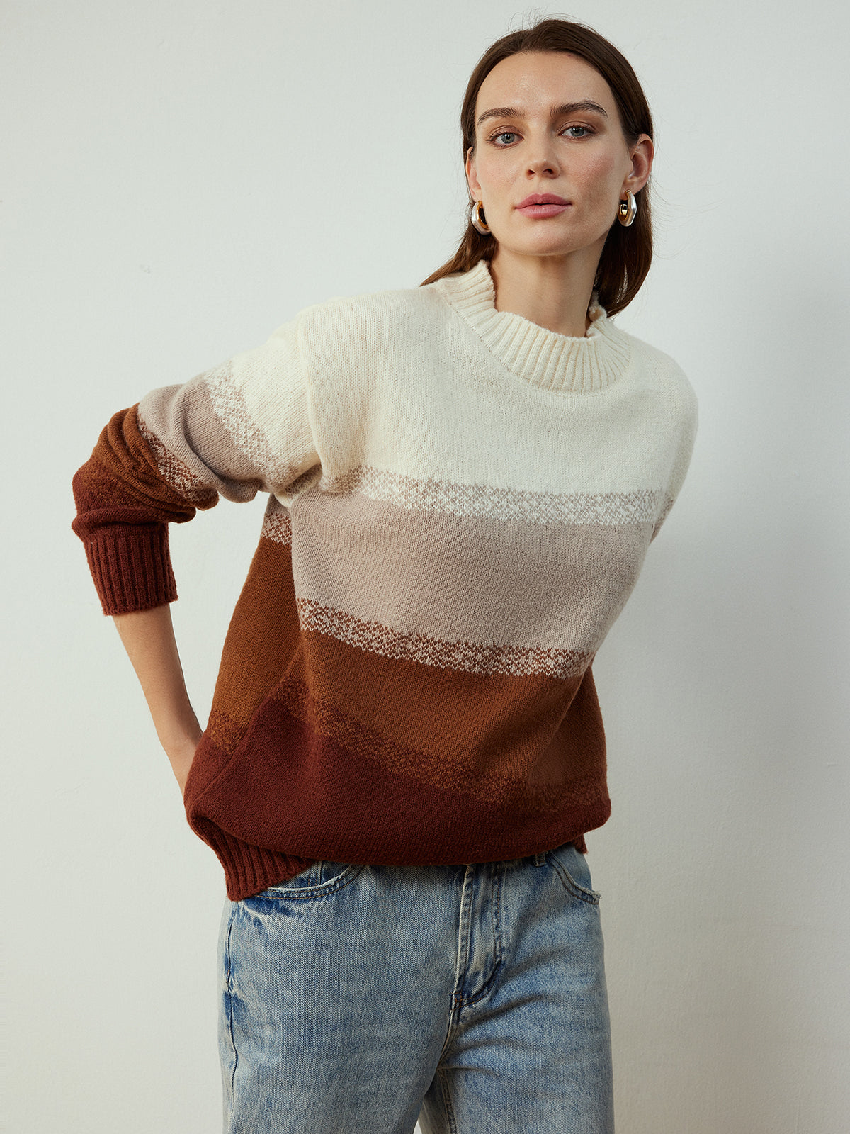 Color Block Shift Pullover Sweater