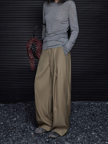 Pleated Draped Pants Without Belt