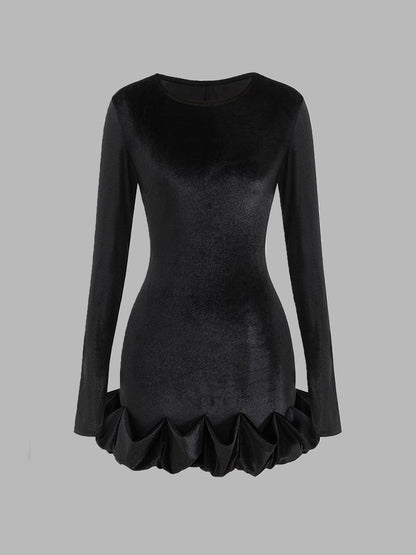 Bud-Waist Velvet Slim Dress