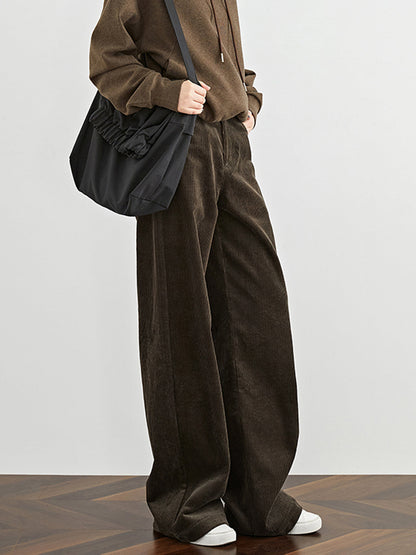 High-Waist Corduroy Draped Pants