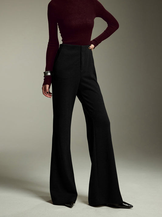 High-Waist Jersey Bootcut Pants