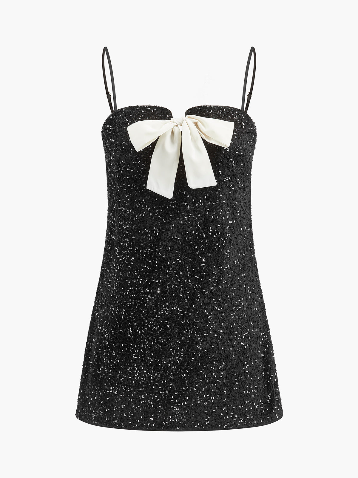 Velvet Sequins Bow Cami Dress