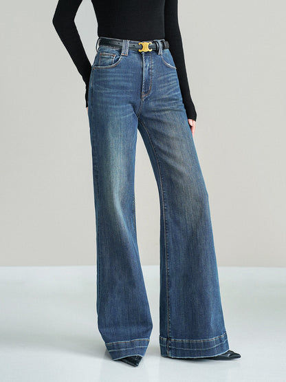 Mid-Waist Bootcut Denim Jeans Without Belt