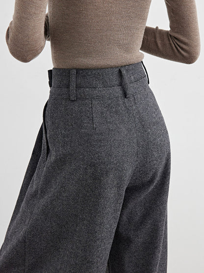 Wool-Blend Tweed Pleated Pants