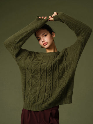 Casual Round Neck Twist Sweater