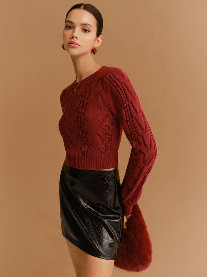 Tie Back Twist Short Sweater