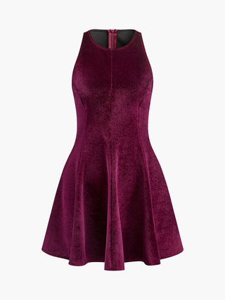 Velvet Zipper Slim Tank Dress