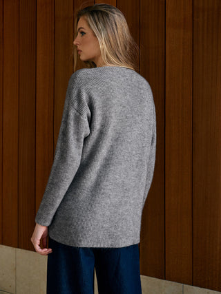 V-Neck Plain Pullover Sweater