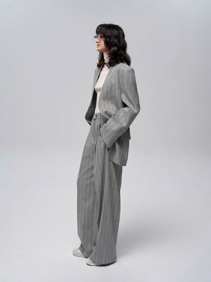 Wool-Blend Pinstripe Tweed Pants