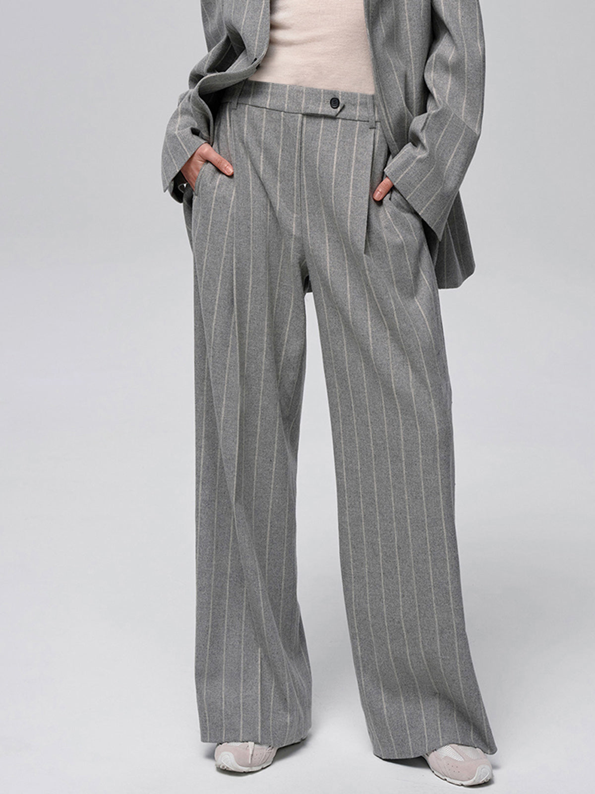 Wool-Blend Pinstripe Tweed Pants