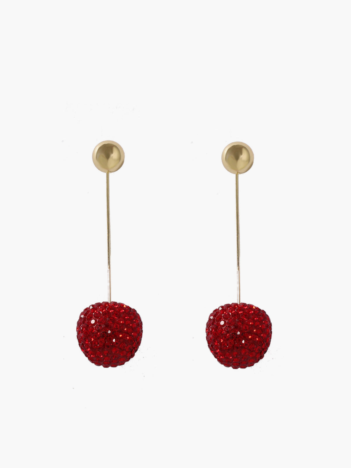 Rhinestone Cherry Stud Earrings