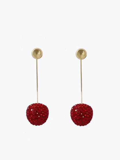 Rhinestone Cherry Stud Earrings