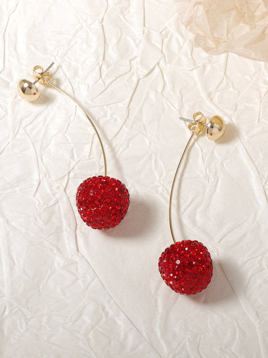 Rhinestone Cherry Stud Earrings