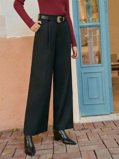 Mid-Waist Tweed Pants Without Belt