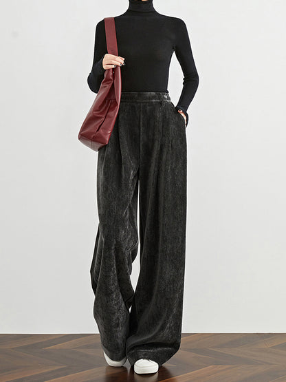 Velvet Wide-Leg Pants