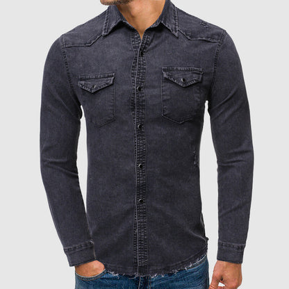 Destroyed Denim Slim Fit Shirt