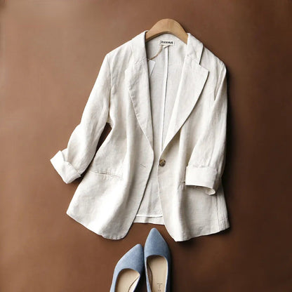 Emie Daly Chic Minimalist Linen Blazer