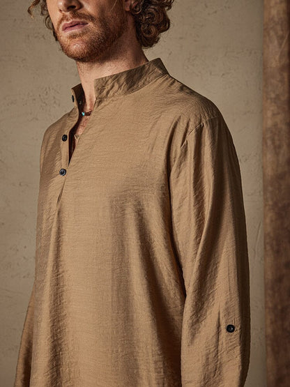 Linen Henry Long Sleeve Beach Shirt