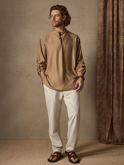 Linen Henry Long Sleeve Beach Shirt