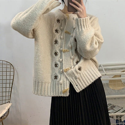 Casual Floral Knitted Cardigan