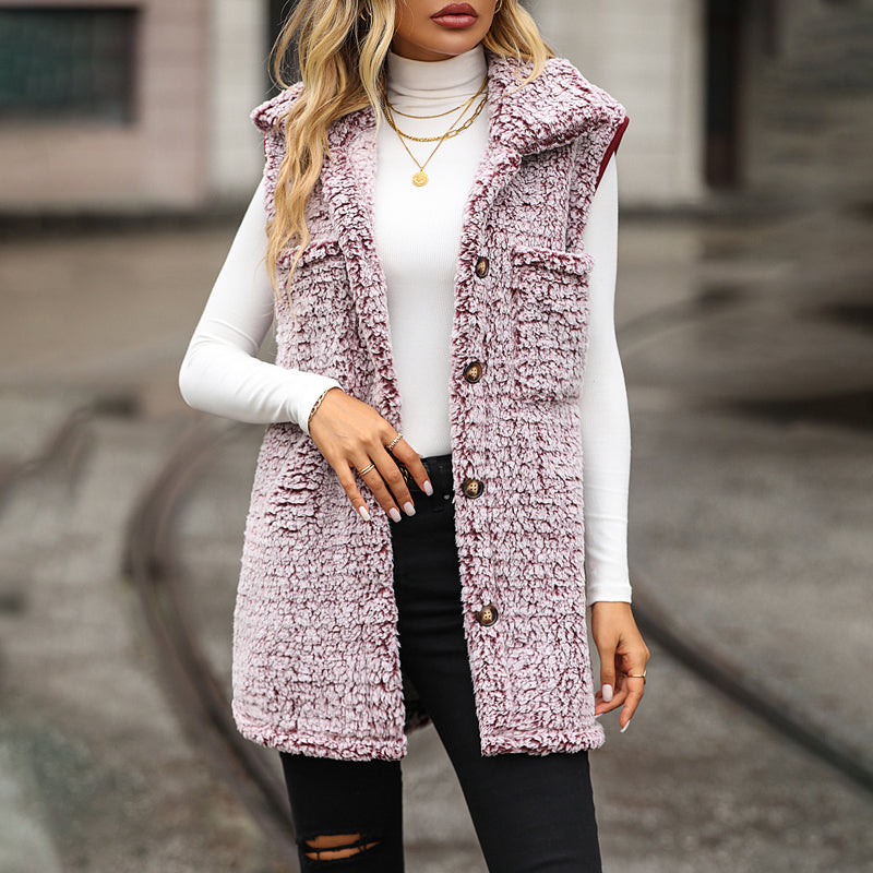 Casual Plush Vest Cardigan