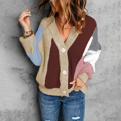 Contrast Color Knitted Cardigan