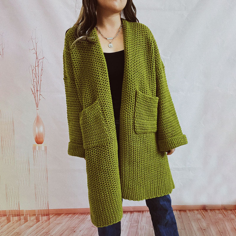 Casual Solid Colour Knitted Cardigan