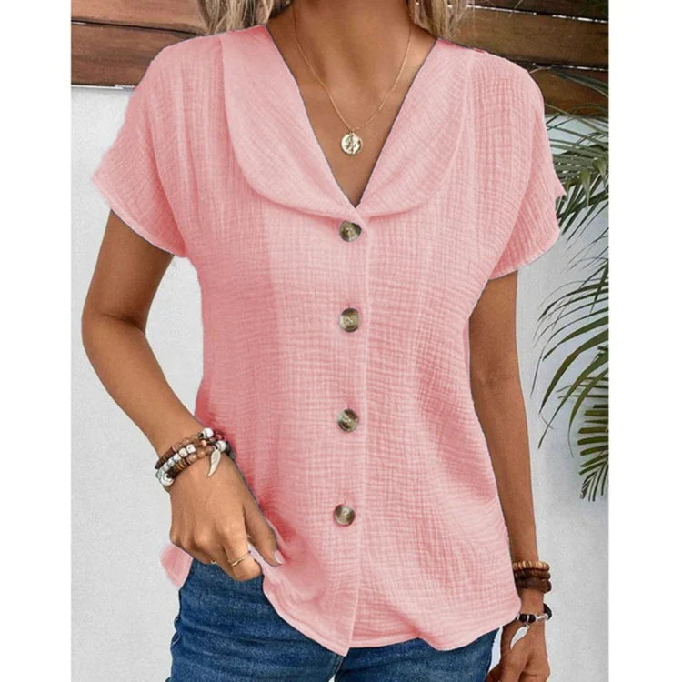 Elsa Linen V-neck Top