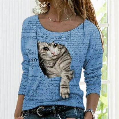 Fashion Cute Cat Print T-Shirt