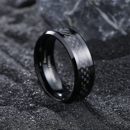 6/8MM INLAID CARBON FIBER TUNGSTEN RING