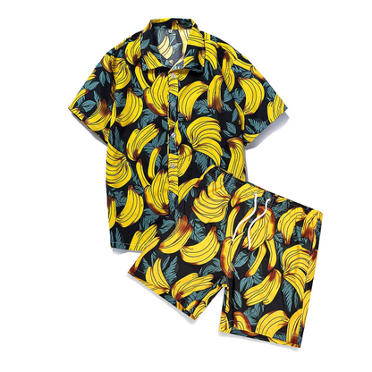 Shirt with Banana Print and Swim Shorts with Banana Print