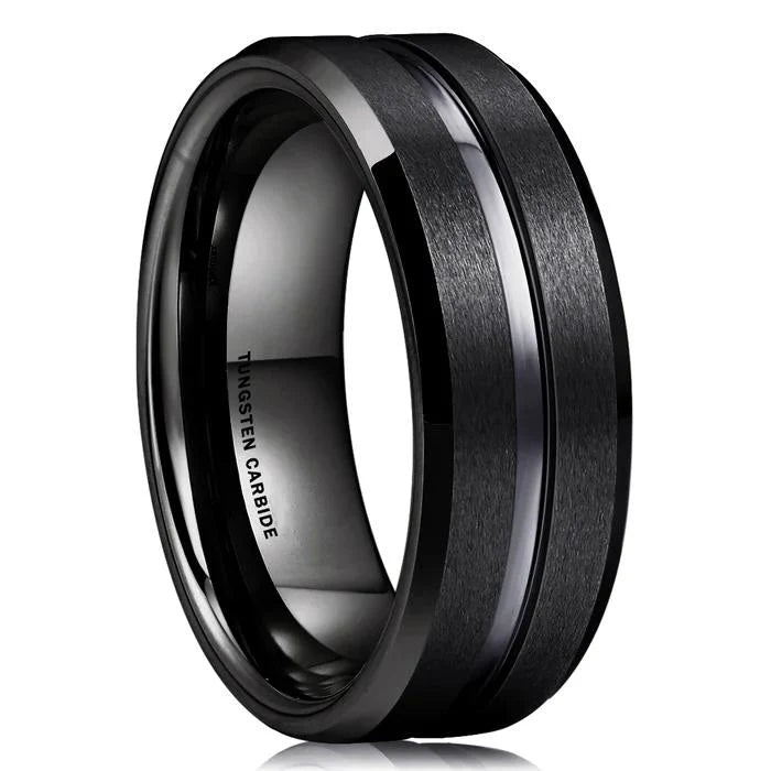 6MM-8MM CENTER GROOVED TUNGSTEN RING