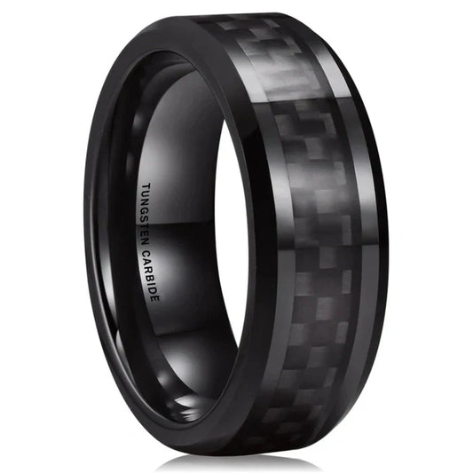 6/8MM INLAID CARBON FIBER TUNGSTEN RING