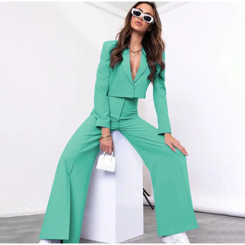 Pia Cropped Blazer and Pants Suit