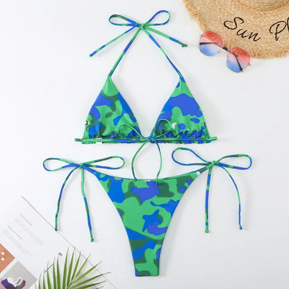 Colourful Camo Bikini Set