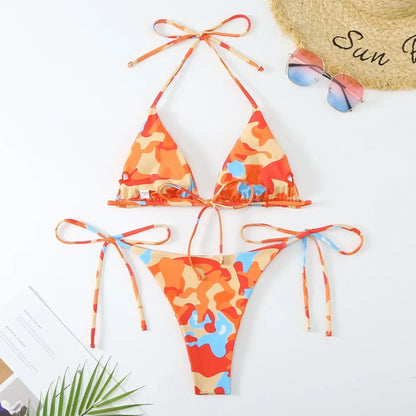 Colourful Camo Bikini Set