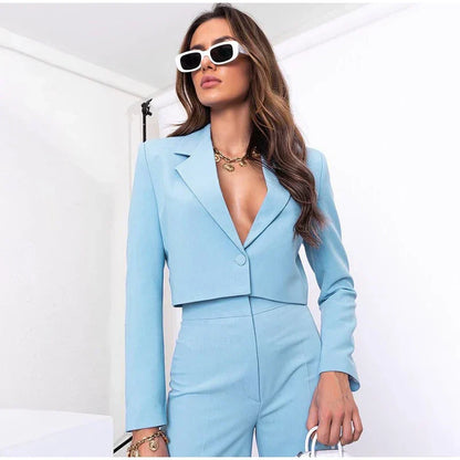 Pia Cropped Blazer and Pants Suit